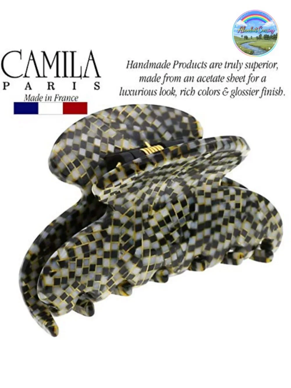 French Hair Claw Clip for Women, Handmade Cellulose Acetate, Strong Hold No